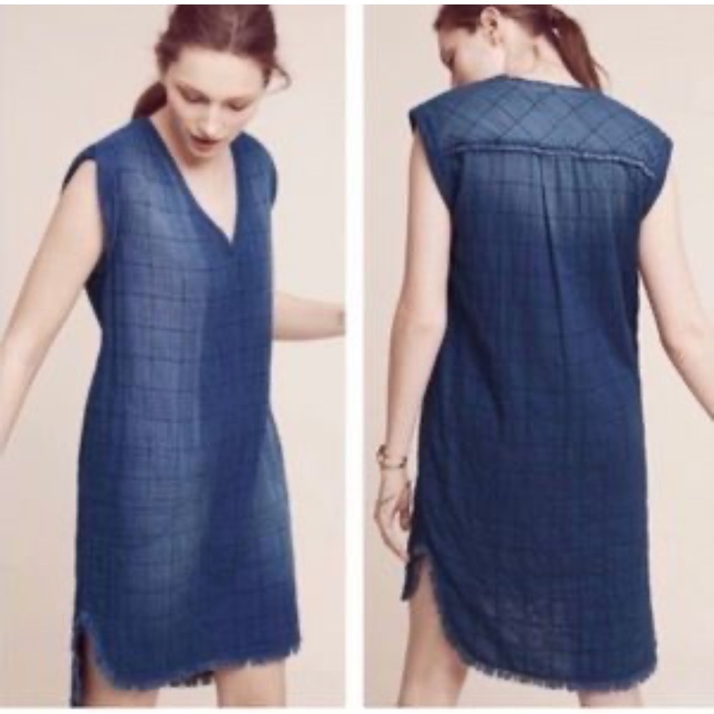Anthropologie Cloth & Stone Quilted Tunic Shirt Dress Size XS Boho Western